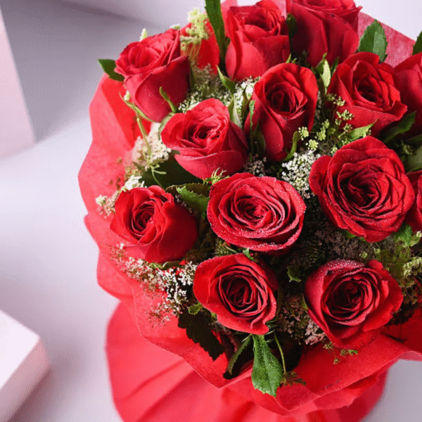 Forever 12 Red Rose Bunch 2 Happy Gift
