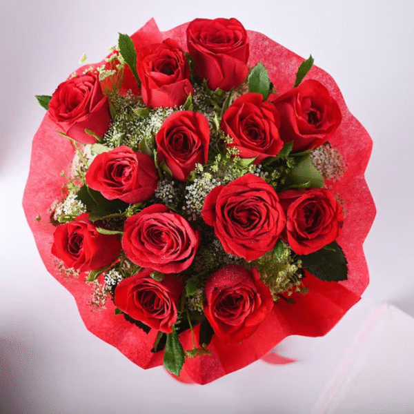 Forever 12 Red Rose Bunch 3 Happy Gift