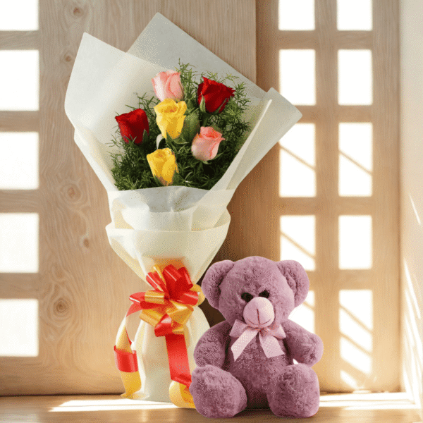 6 Mixed Roses Bunch1 Happy Gift